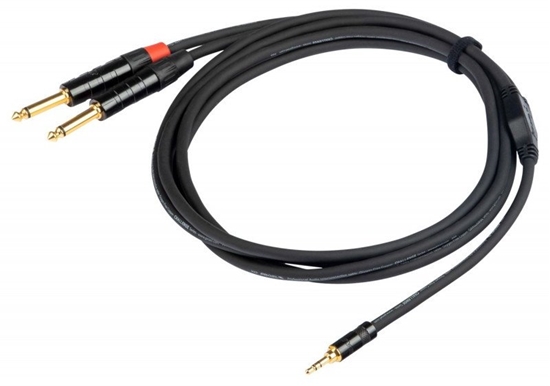 Picture of PROEL 3.5mm stereo male - 2 x 6.3mm mono male, 1.5m, black