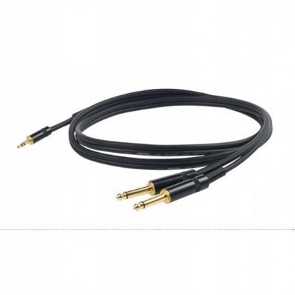 Picture of PROEL 3.5mm stereo male - 2 x 6.3mm mono male, 3m, black