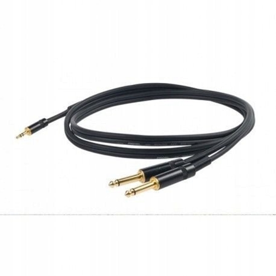 Изображение PROEL 3.5mm stereo male - 2 x 6.3mm mono male, 3m, black