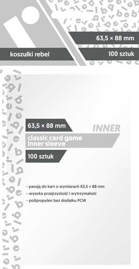 Picture of Rebel Koszulki na karty Rebel (63,5x88 mm) "Classic Card Game Inner Sleeve", 100 sztuk
