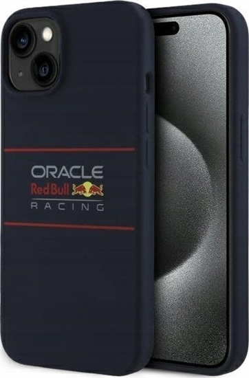 Picture of Red Bull RBHMP15S24SIHSRV iPhone 15 6.1" Hard Case Navy Silicone Horizontal Logo MagSafe