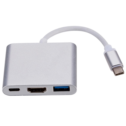 Attēls no RoGer Multimedia Adapter Type-C to HDMI (4K @ 30Hz, 1080P @ 60Hz) + USB 3.0 Silver