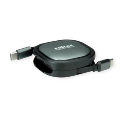 Attēls no Roline USB 2.0 Retractable Cable Type C, 60W, C-C, M/M, black, 1.2 m
