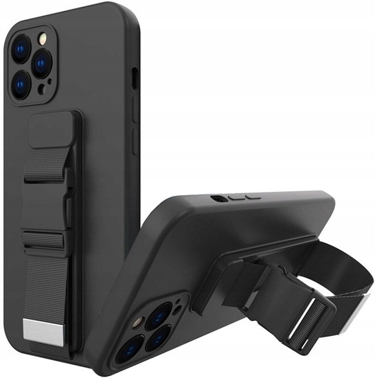 Изображение Rope case elowe etui ze smycz acuszkiem torebka smycz Samsung Galaxy A22 4G czarny