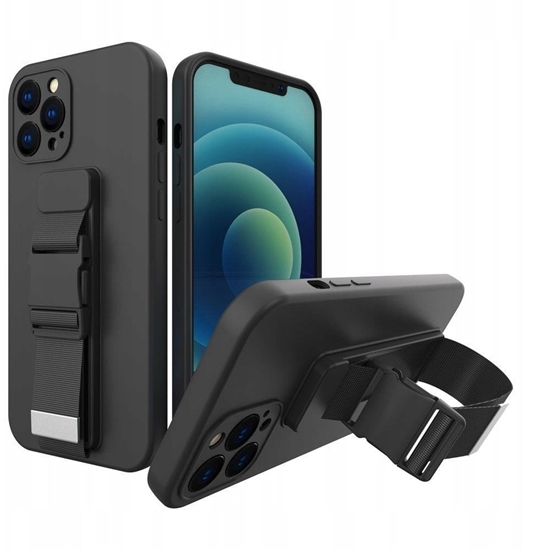 Изображение Rope Case silikonowe etui ze smycz torebka smycz pasek do Samsung Galaxy A13 5G czarny