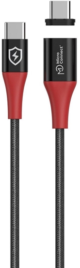 Picture of Kabel USB MicroConnect USB-C - USB-C 1.5 m Czarno-czerwony (Safe Charge Magnetic USB-C to)