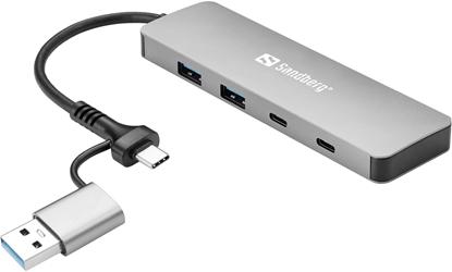 Attēls no SANDBERG Hub - USB-C/A - 2 x SuperSpeed USB 3.0 + 2 x USB-C