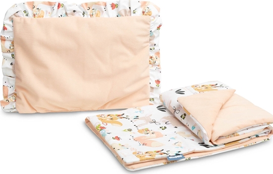 Picture of Sensillo KOMPLET DO WÓZKA VELVET Z FALBANK PIKNIK BRZOSKWINIOWY