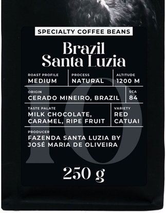 Picture of Specialty coffee beans Black Crow White Pigeon Brazil Santa Luzia, 250 g