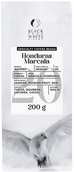 Picture of Specialty coffee beans Black Crow White Pigeon Honduras Marcala, 200 g