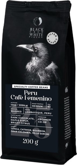 Picture of Specialty coffee beans Black Crow White Pigeon Peru Cafe Femenino (Filter), 200 g