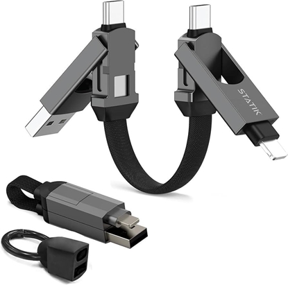 Attēls no Kabel USB STATIK USB-A - USB-C + microUSB + Lightning 0.15 m Czarny (PUP-0530-BLK)