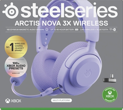 Attēls no Suchawki SteelSeries Arctis Nova 3X Fioletowe (61693)
