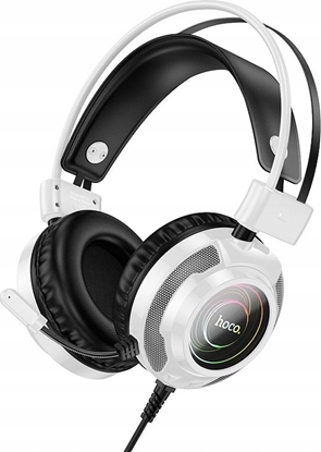 Attēls no Suchawki Hoco HOCO suchawki przewodowe USB A + Jack 3,5 mm z mikrofonem gamingowe W110 2 m biae