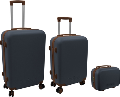 Attēls no Suitcase set 3 pcs. 60L (42x25x64cm) + 43L ( 36x23x56cm) + 15L (24x17x33cm) gray 8000303316381