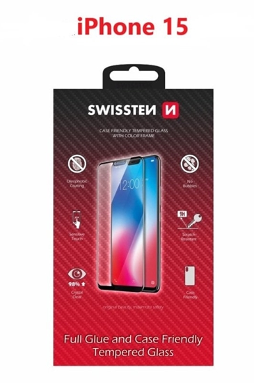 Изображение Swissten Full Face Tempered Glass for Apple iPhone 15 Plus