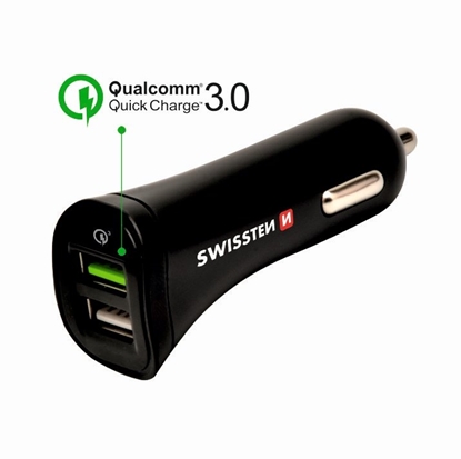 Picture of Swissten Quick Charge 3.0 Car charger 12 / 24V / 2.4A / 18W + Micro USB Cable 1.5m