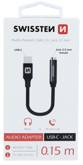 Picture of Swissten USB-C to Jack 3.5mm Audio Adapter for phones 15 cm