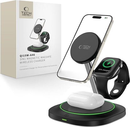 Изображение Tech-Protect Tech-Protect QI15W-A46 3in1 Magnetic MagSafe Inductive Charger - Black