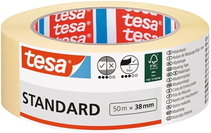 Attēls no Tesa TESA 05088-00000-02, General purpose masking tape, Paper, Yellow, Ceramic, Glass, Metal, Plastic, Wood, Universal, 2 day(s)