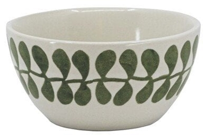 Picture of TINA Bowl vegetable Skåle set/ 4 stk  10cm Ø -  Stengods - Vit/ Grön