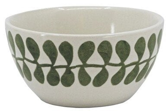Picture of TINA Bowl vegetable Skåle set/ 4 stk  10cm Ø -  Stengods - Vit/ Grön