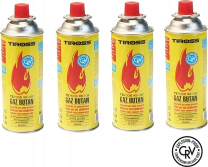 Изображение Tiross ZESTAW 4 GAZÓW / NABOJE GAZOWE / PRZECIWYBUCHOWY SYSTEM CRV / KARTUSZ 227g / TYP MSF-1a TIROSS TS-700B-4