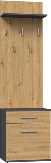 Picture of Topeshop Wieszak, szafka na obuwie, duo, 50x35x180 cm, antracyt, db artisan, mat