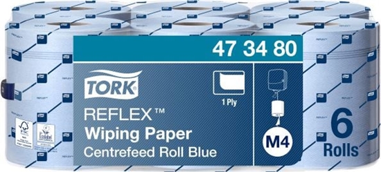Picture of Tork Tork Reflex - Czyciwo papierowe w roli do zwykych zabrudze, 1-warstwowe, M4, advanced - Niebieskie