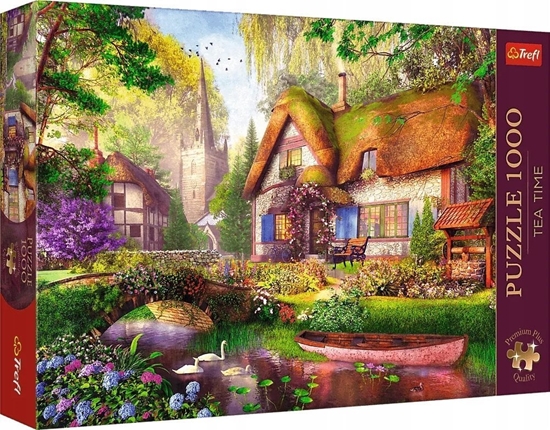 Изображение Trefl Puzzle 1000 elementów Premium Urocza chatka w lesie