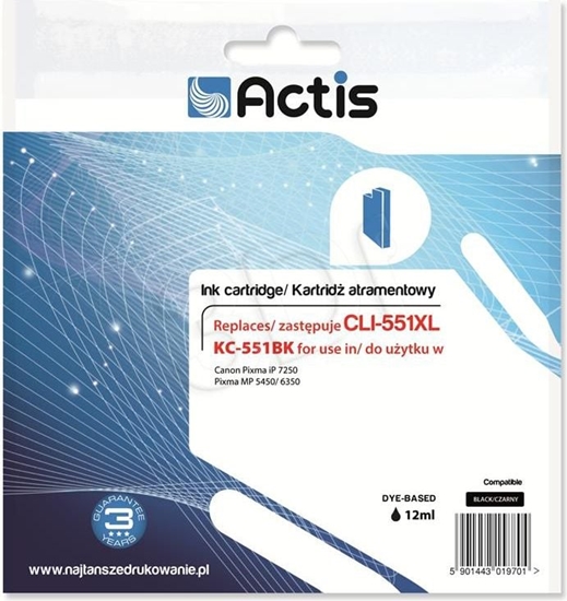 Picture of Tusz Actis KC-551Bk (Canon CLI-551Bk) Black