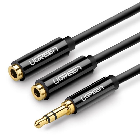Picture of Ugreen cable 3.5 mm headphone splitter mini jack AUX 25cm black (20816) Black