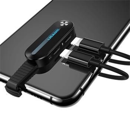 Picture of USAMS Lightning Dual Adapter with LED Light SJ357 Black