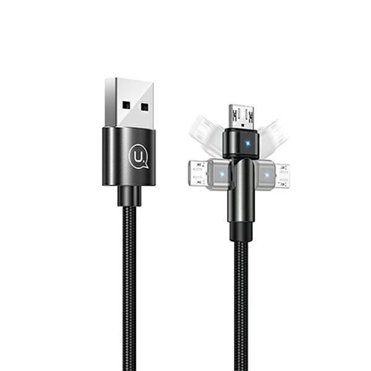 Picture of USAMS Kabel pleciony obrotowy U60 2A microUSB czar