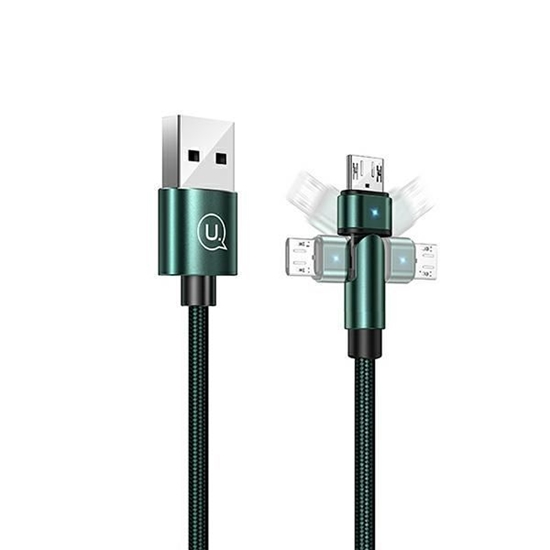 Picture of USAMS Kabel pleciony obrotowy U60 2A microUSB ziel