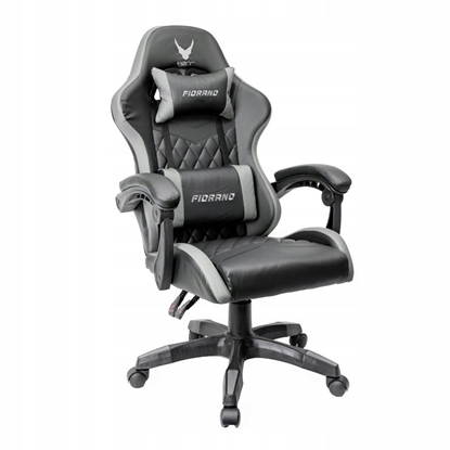 Picture of Fotel Varr VARR GAMING CHAIR BACKREST+ARMRESTS REGULATION 2 PILLOWS FOTEL GAMINGOWY FIORANO REGULACJA OPARCIA I PODOKIETNIKÓW 2 PODUSZKI GREY+BLACK [45841]