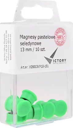 Изображение Victory Office Product MAGNESY VICTORY OFFICE 13MM 10 SZT. PASTELOWE SELEDYNOWE