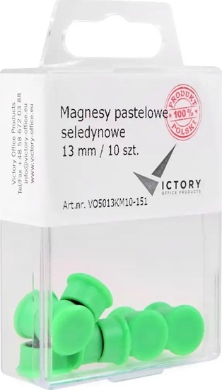 Picture of Victory Office Product MAGNESY VICTORY OFFICE 13MM 10 SZT. PASTELOWE SELEDYNOWE