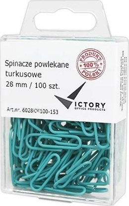 Picture of Victory Office Product SPINACZE BIUROWE VICTORY OFFICE 28MM 100 SZT. OKRGE PASTELOWE TURKUSOWE POJEMNIK PLASTIKOWY ZAWIESZANY