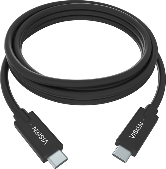Picture of Vision VISION Professional installationstaugliches USB-C-Kabel - 30 JAHRE GARANTIE - USB 3.2 Gen 1 5 Gbps - unterstutzt 3-A-Ladestrom - USB-C 3.2 (M) zu USB-C 3.2 (M) - Aussendurchmesser 4,5 mm - 22 + 30 AWG 1 m - Schwarz