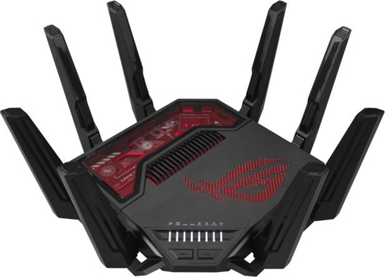 Picture of Asus ROG Rapture GT-BE19000 bezvadu rūteris Multi-Gigabit Ethernet Trīs diapazoni (2,4 GHz / 5 GHz / 6 GHz) Melns, Sarkans