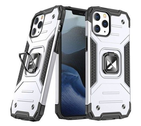 Picture of Wozinsky Apple iPhone 13 Pro Max Ring Armor Case Kickstand Tough Rugged Cover Silver