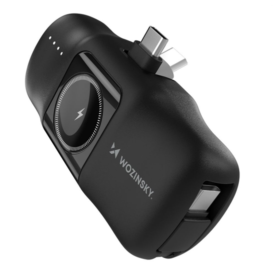 Picture of Wozinsky Wozinsky WF16-YCS 5000mAh 15W USB-C Mini Power Bank with Built-in USB-C Cable and Apple Watch Charger - Black