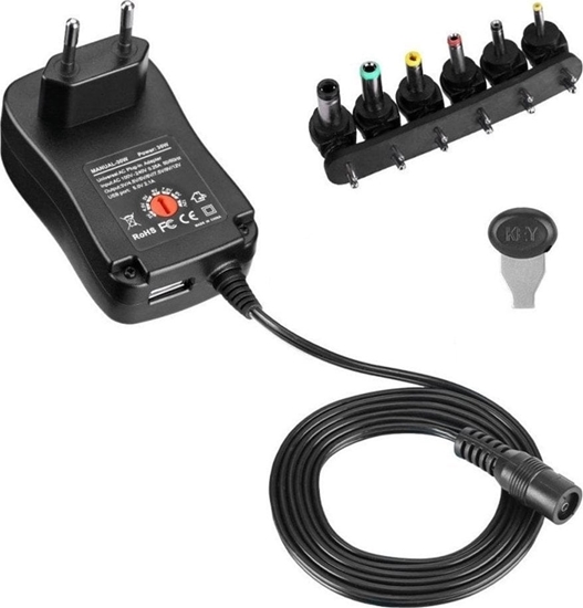 Picture of Zasilacz do laptopa Techly Zasilacz sieciowy Techly Uniwersalny Regulowany 3-12V 1A 12W USB 5V 2.1A