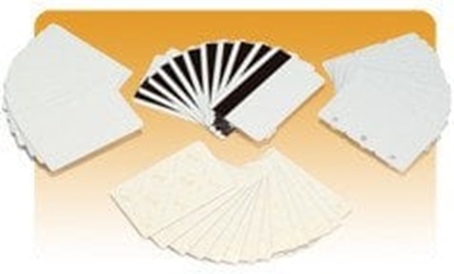 Picture of Zebra white PVC cards, 15 mil with writeable back (500 cards)