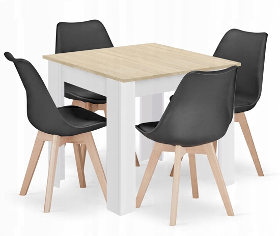 Picture of Zestaw stó kwadratowy 80x80 db sonoma + 4 krzesa MARK czarne