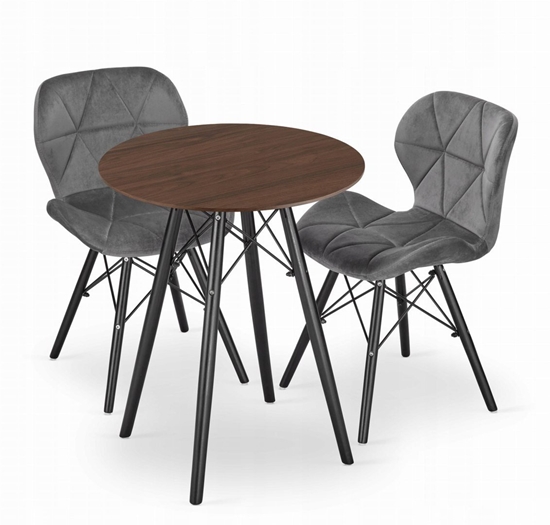 Изображение Zestaw stó okrgy TODI 60 jesion + 2 krzesa LAGO szare