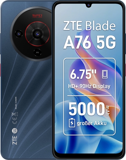 Изображение ZTE Blade A76 5G 17,1 cm (6.75") Dual SIM USB Type-C 6 GB 128 GB 5000 mAh Czarny