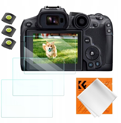 Изображение 3x Zestaw Osona Szko 9H na Ekran i 3x Osona na Zimn Stopk do Canon EOS R6 II, R6, R7 / K&F Concept / SKU.2202