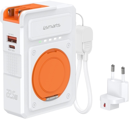 Picture of adowarka hybrydowa 4smarts 6w1 USB-C/USB-A PD 22.5W z powerbankiem 10 000 mAh, adowanie indukcyjne Qi, kabel USB-C, biay